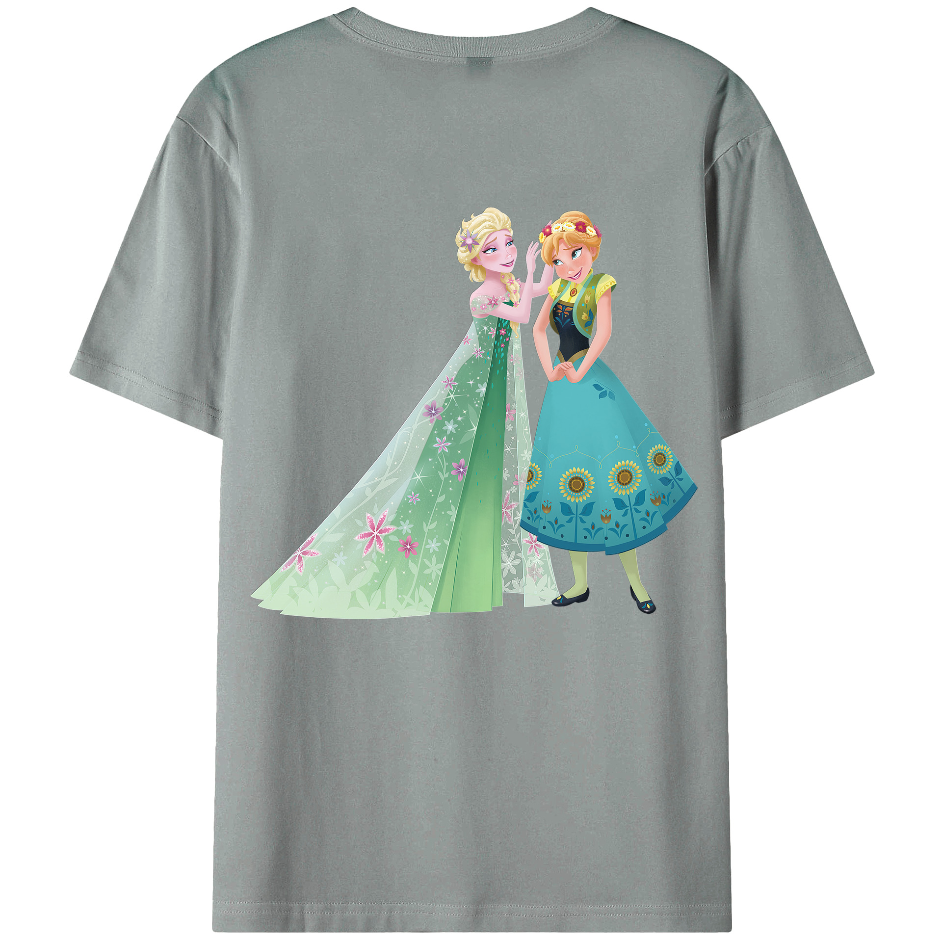 （画像用） アナと雪の女王 アンナ エルサ Frozen Anna Elsa 綿100％ メンズ半袖Tシャツ（バックプリント） 通気性